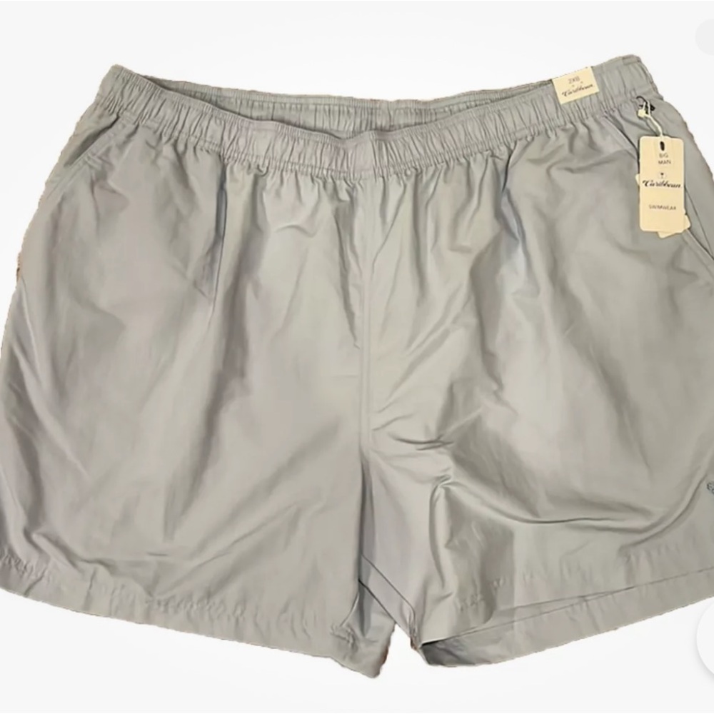 NWT Men’s Caribbean Light Blue Swim Trunks Stretch Drawstring Waist Size 2XB